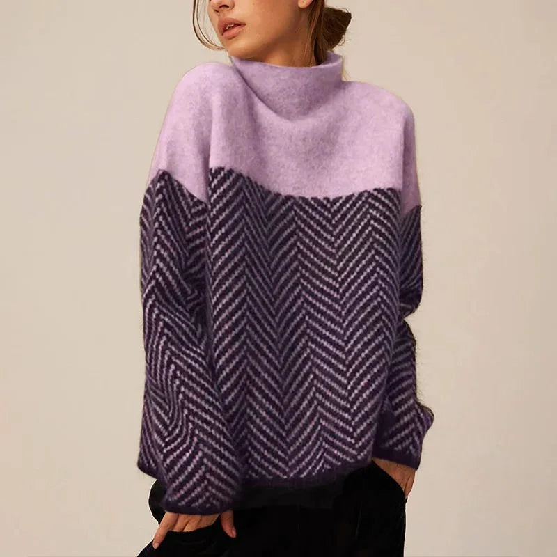 Women's Chevron Knit Turtleneck Sweater