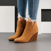 Women's Side Cut-Out Suede Style Wedge Ankle Boots
