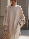 Women's Ribbed Knitted Oversized Crew Neck Batwing Jumper