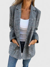 Women's Check Tweed Button-Front Blazer – Patch Pockets