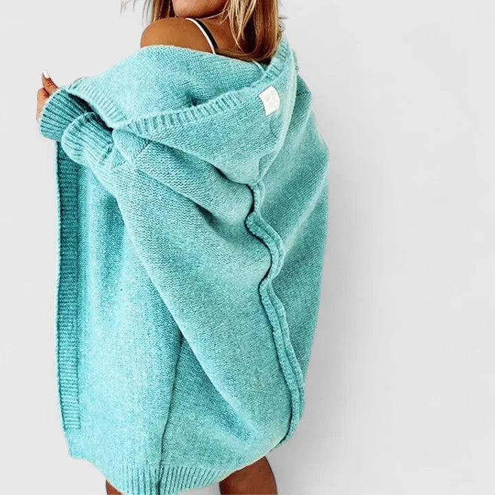 Women's Oversized Hooded Knee-Length Cardigan
