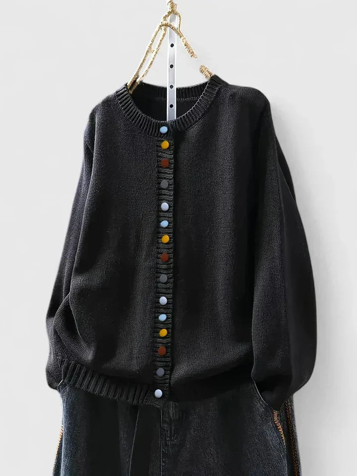 Women's Multi-Coloured Knit Button-Front Cardigan