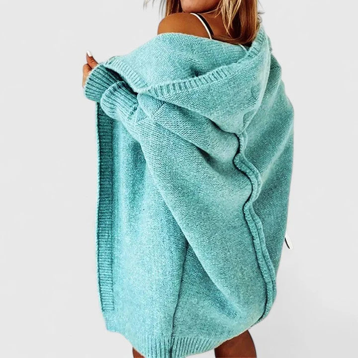 Women's Oversized Hooded Knee-Length Cardigan