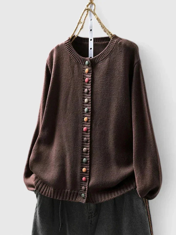 Women's Multi-Coloured Knit Button-Front Cardigan