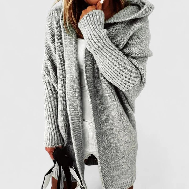 Women's Oversized Hooded Knee-Length Cardigan