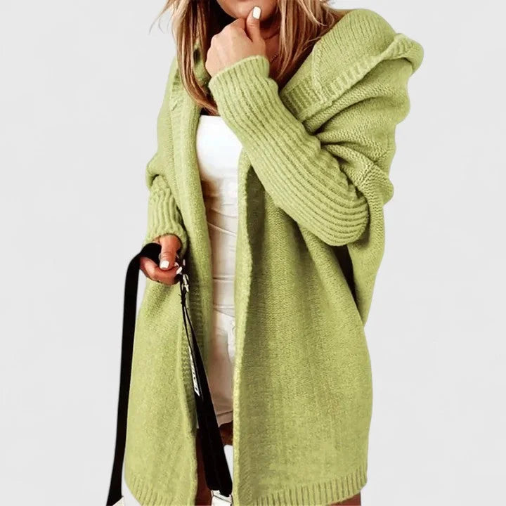 Women's Oversized Hooded Knee-Length Cardigan
