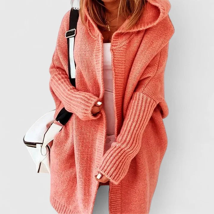 Women's Oversized Hooded Knee-Length Cardigan