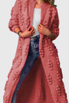 Women's Knit Open-Front Collared Cardigan – Bobble Texture