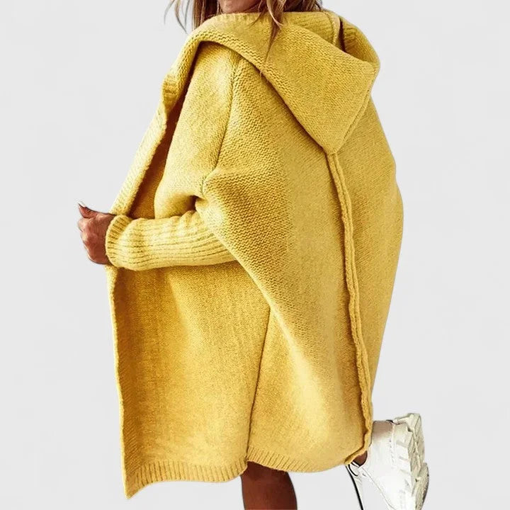 Women's Oversized Hooded Knee-Length Cardigan