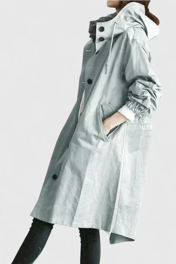 Women's Button-Front Hood Parka – Elasticated Cuffs