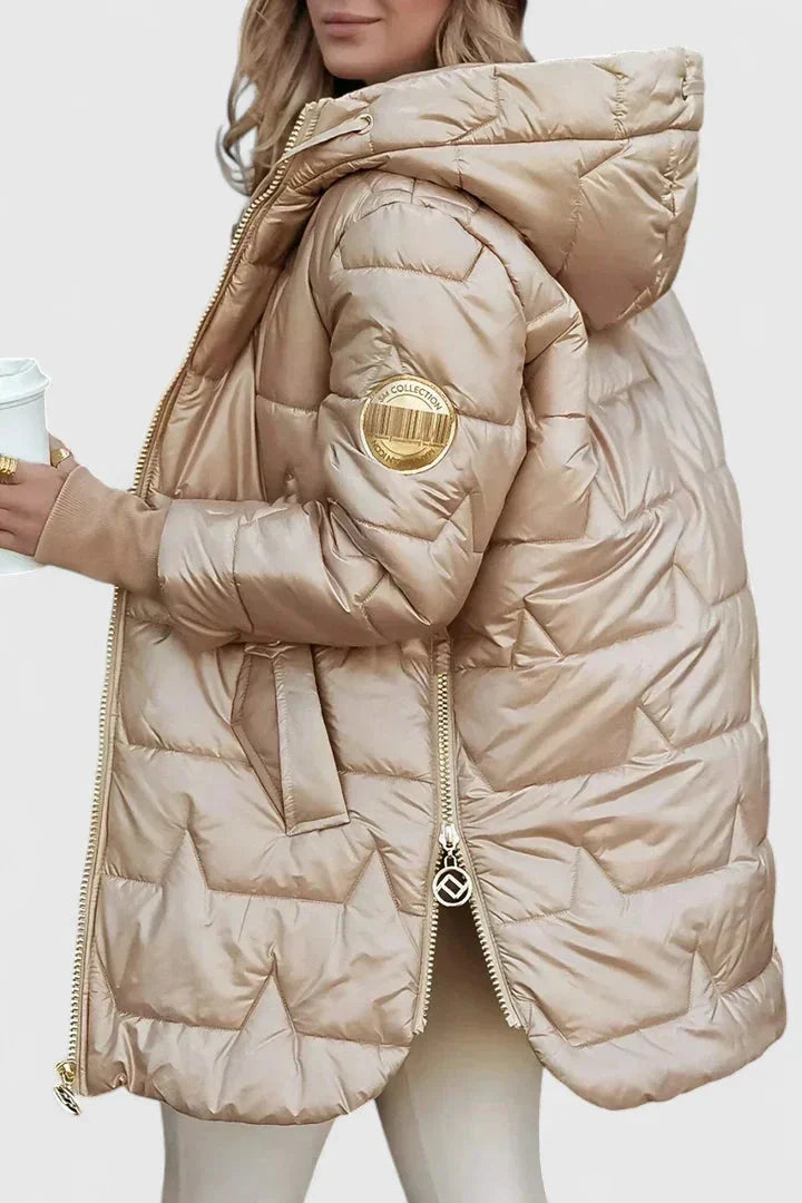 Women's Quilted Zip-Up Hood Puffer Coat – Star
