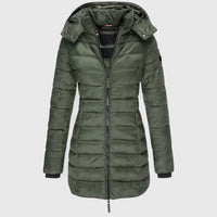 Women's Quilted Zip-Up Hood Puffer Coat – Ribbed Cuffs