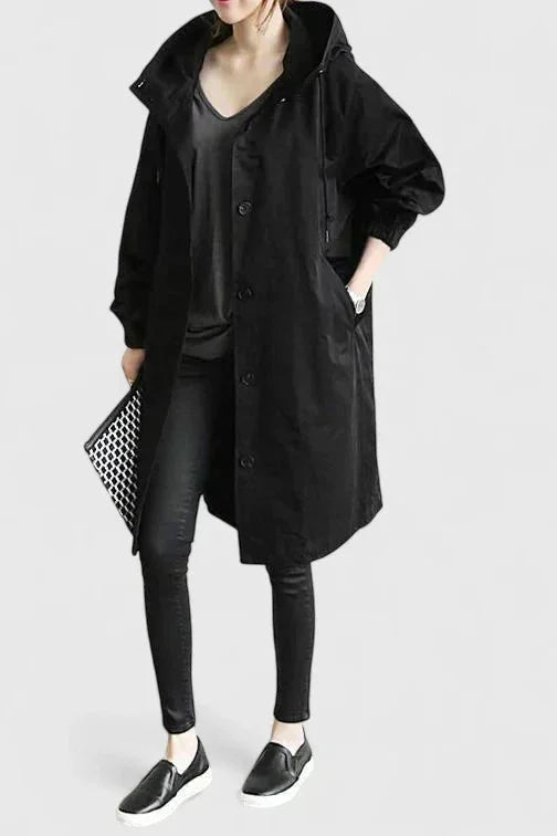 Women's Button-Front Hood Parka – Elasticated Cuffs