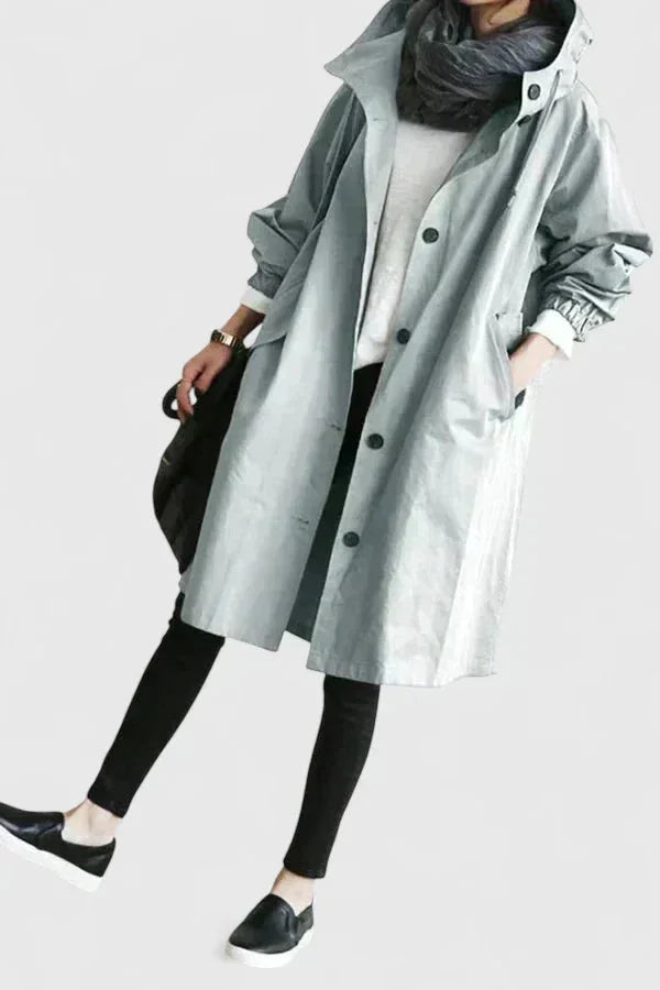 Women's Button-Front Hood Parka – Elasticated Cuffs