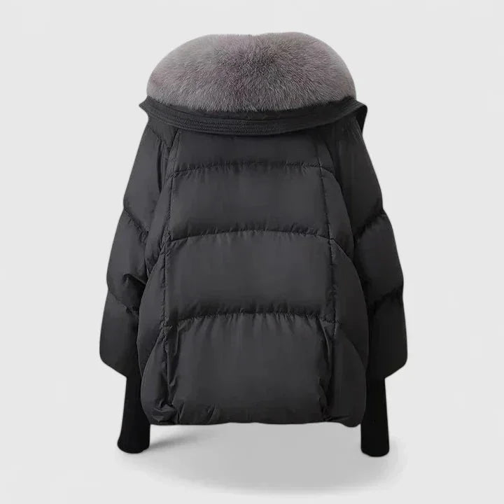 Women's Quilted Toggle Collared Puffer Jacket – Faux Fur