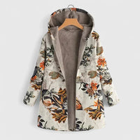 Women's Floral Zip-Up Hood Parka – Sherpa Lining