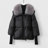 Women's Quilted Toggle Collared Puffer Jacket – Faux Fur