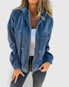 Women's Corduroy Zip-Up Hood Jacket – Elasticated Cuffs And Hem