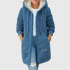 Women's Borg Zip-Up Hood Long Coat – Drawstring