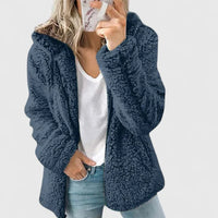 Women's Borg Zip-Up Hood Long Coat – Sherpa Fleece