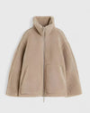 Women's Borg Zip-Up Stand Collar Fleece Jacket