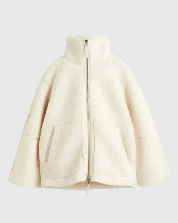 Women's Borg Zip-Up Stand Collar Fleece Jacket