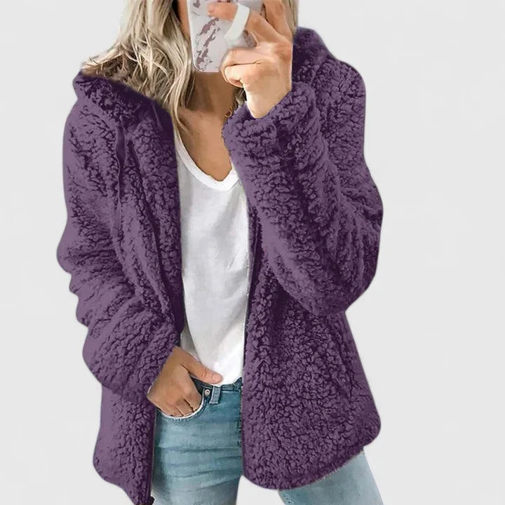 Women's Borg Zip-Up Hood Long Coat – Sherpa Fleece