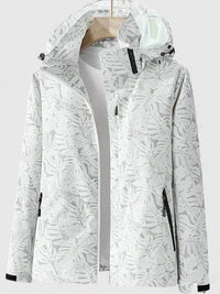 Women's Zip-Up Hood Jacket – Leaf Print