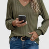 Women's Ribbed V-Neck Jumper – Texture