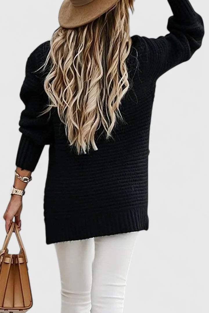 Women's Knit Crew Neck Jumper – Side Slits