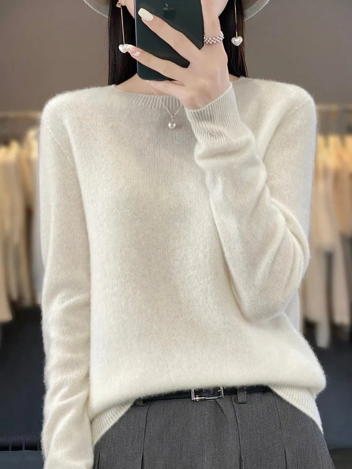 Women's Knit Crew Neck Jumper – Fuzzy Texture