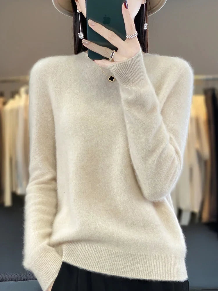 Women's Knit Crew Neck Jumper – Fuzzy Texture