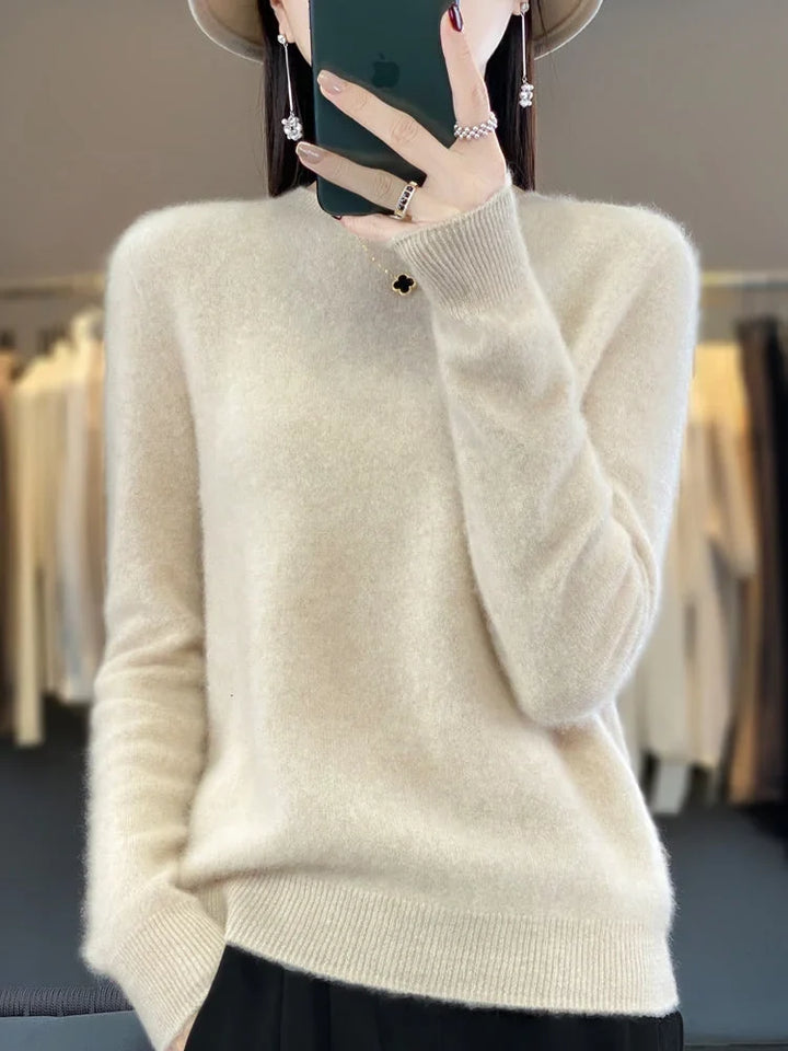 Women's Knit Crew Neck Jumper – Fuzzy Texture
