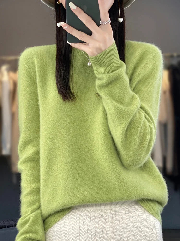 Women's Knit Crew Neck Jumper – Fuzzy Texture