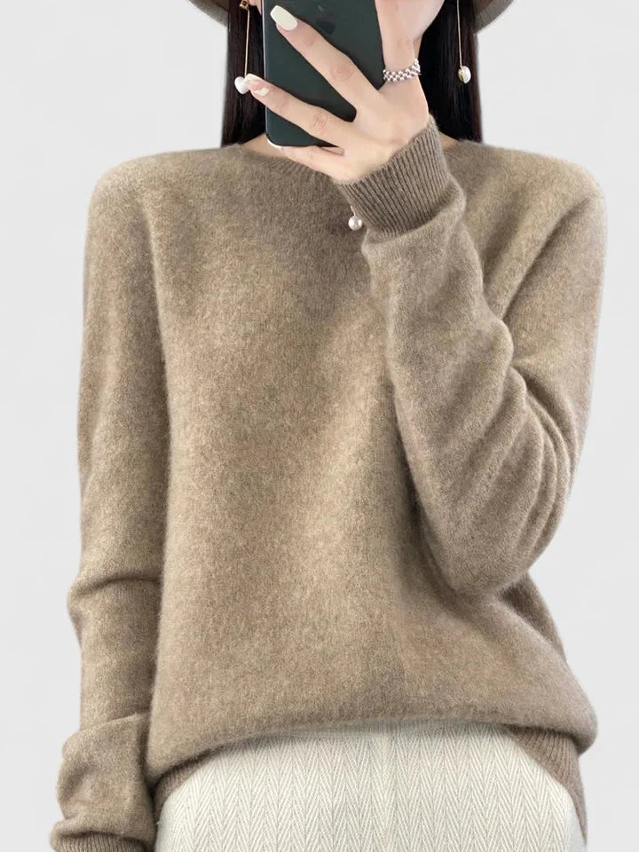 Women's Knit Crew Neck Jumper – Fuzzy Texture