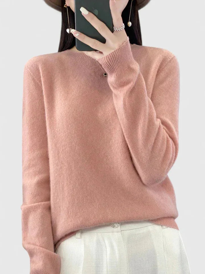 Women's Knit Crew Neck Jumper – Fuzzy Texture