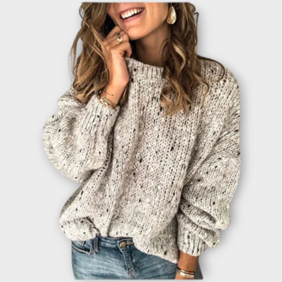Women's Knit Crew Neck Jumper – Speckled Texture