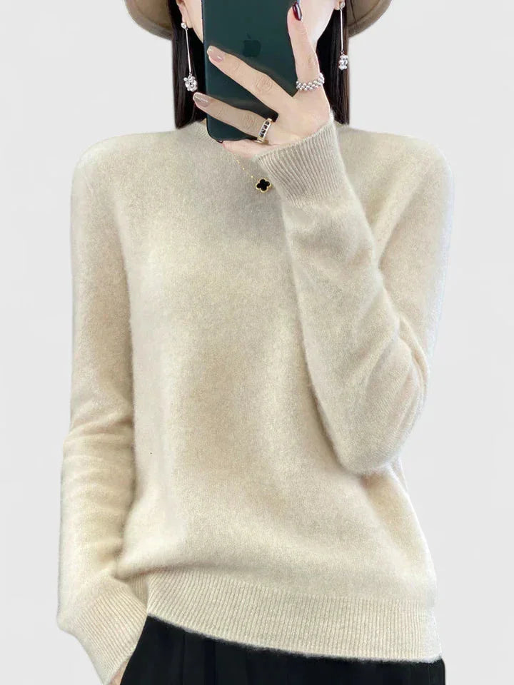 Women's Knit Crew Neck Jumper – Fuzzy Texture