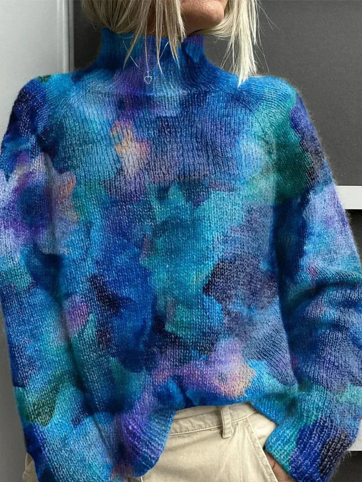Women's Knit Roll Neck Jumper – All-Over Print
