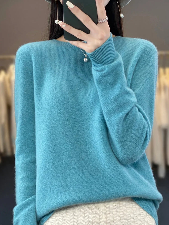 Women's Knit Crew Neck Jumper – Fuzzy Texture