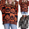 Women's Knit Crew Neck Jumper – Halloween Block Pattern