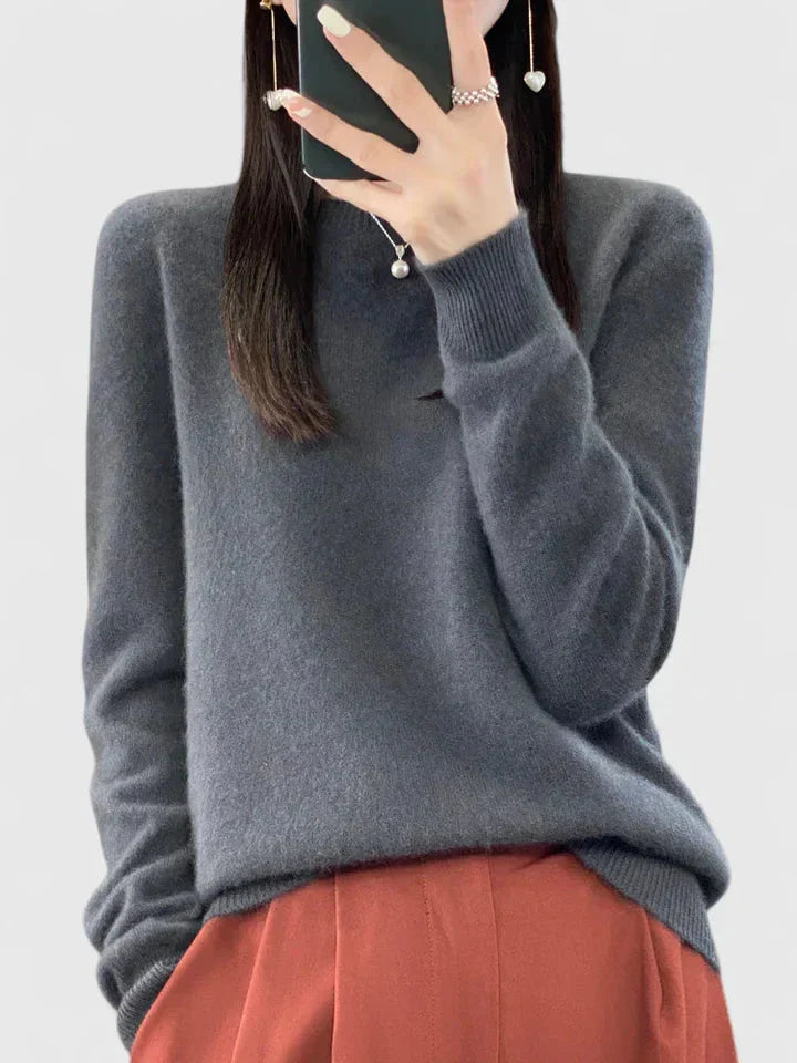 Women's Knit Crew Neck Jumper – Fuzzy Texture