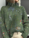 Women's Knit Roll Neck Jumper – All-Over Print