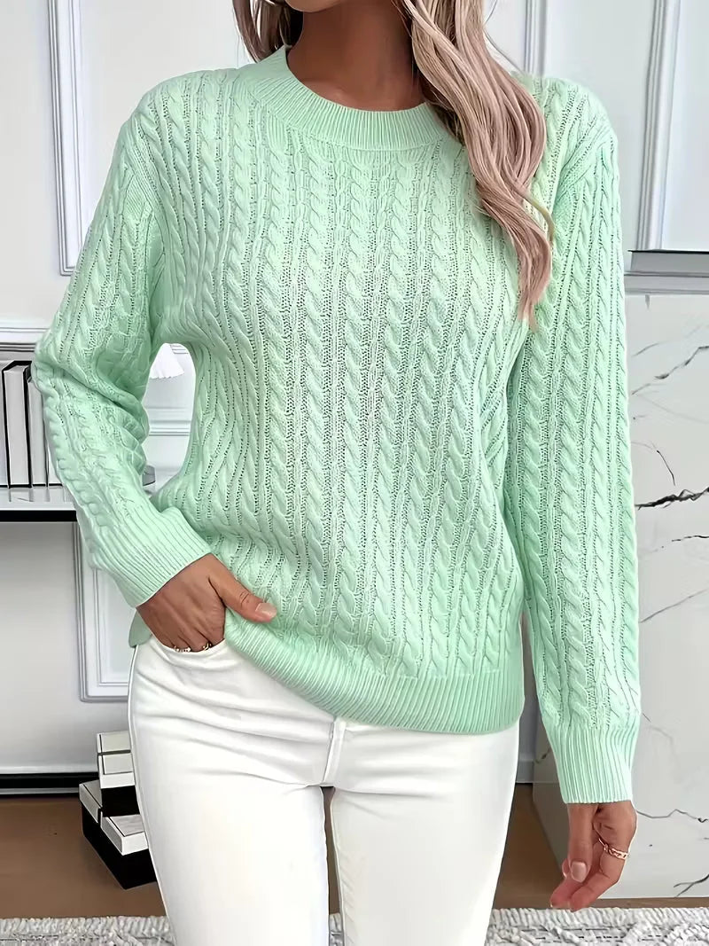 Women's Cable Knit Crew Neck Jumper