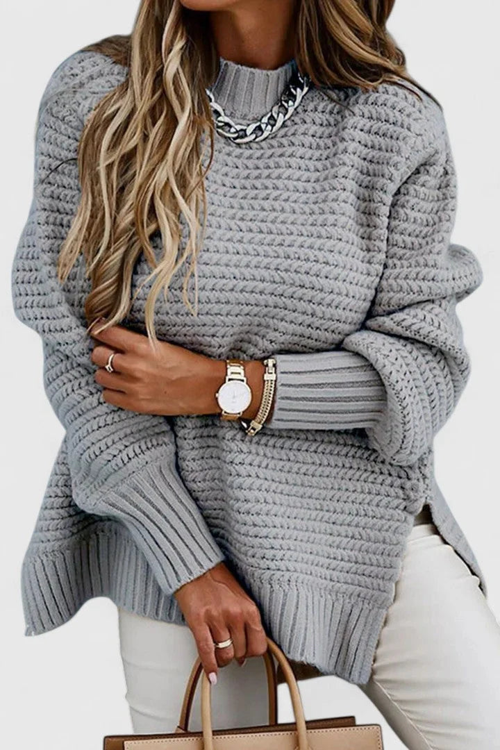 Women's Knit Crew Neck Jumper – Side Slits