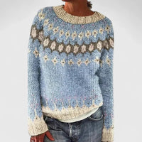 Women's Fair Isle Knit Crew Neck Jumper – Patterned Yoke