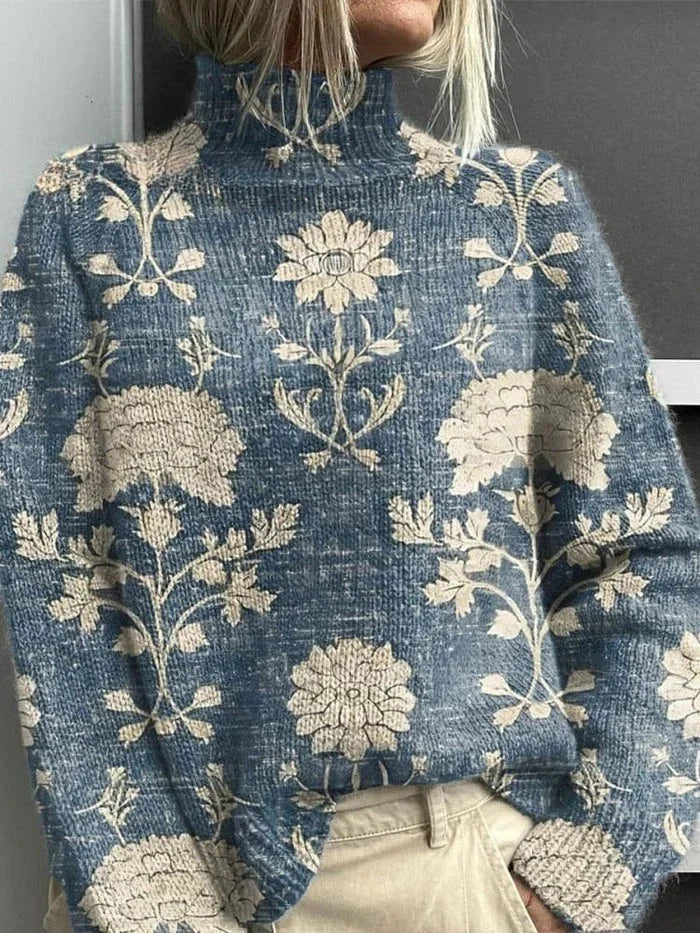 Women's Knit Roll Neck Jumper – All-Over Print