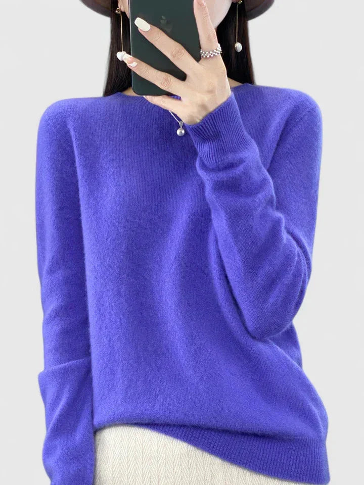 Women's Knit Crew Neck Jumper – Fuzzy Texture