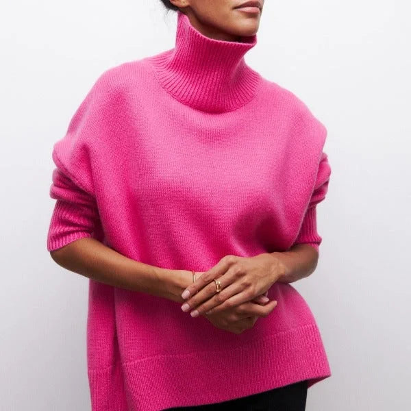 Women's Knit Roll Neck Jumper – Ribbed Cuffs