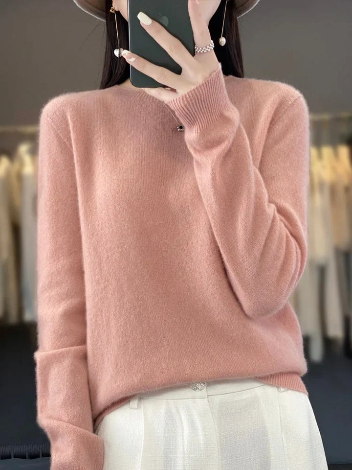 Women's Knit Crew Neck Jumper – Fuzzy Texture